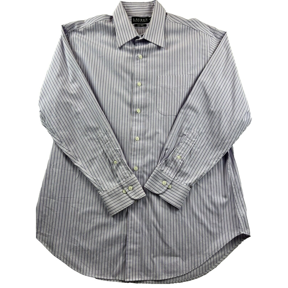 Lauren Ralph Lauren Green Label Non Iron Purple Striped Long Sleeve Men's 16